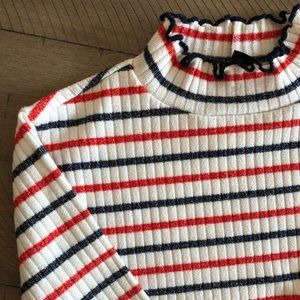 J Crew  Ribbed mockneck T-shirt in stripes